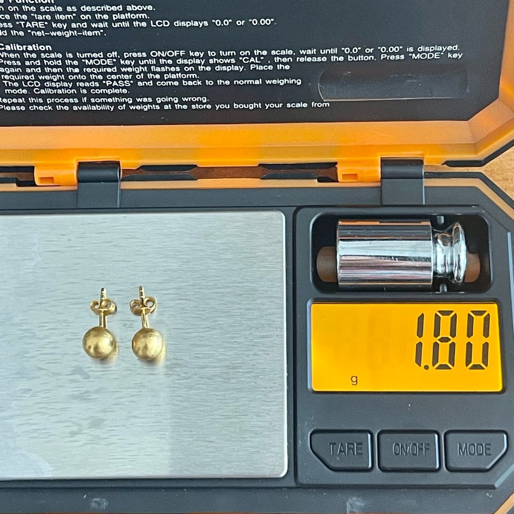 21k Real Solid Gold Stud Earrings (Not Plated Nor… - image 5